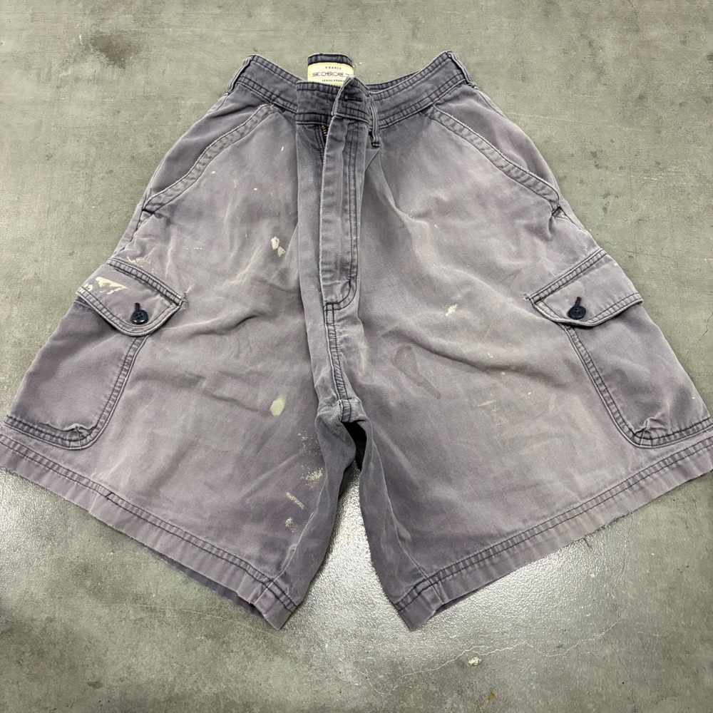 Vintage Y2K/2000s Cherokee Mens Cargo Shorts Purple Faded Distressed Workwear
